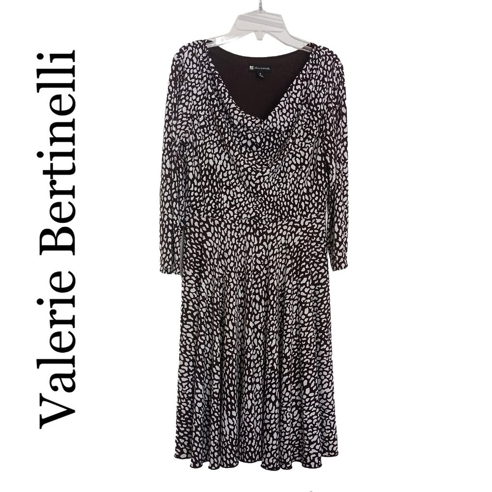 Valerie Bertinelli Cheetah Animal Print Brown & White Flowy A-line Dress Sz 6